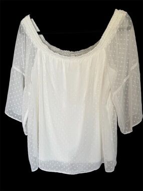 MAURICES- Women’s White Swiss Dot Off-Shoulder Blouse